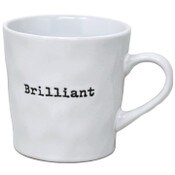 Wholesale - 16oz White Mug with Embossed Pattern and Debossed "Brilliant" C/P 24, UPC: 195010107662